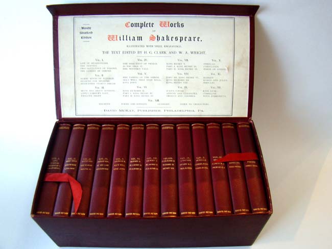 The Complete Works of William Shakespeare in the 13 vol. Handy Stratford Edition circa 1880-1900.